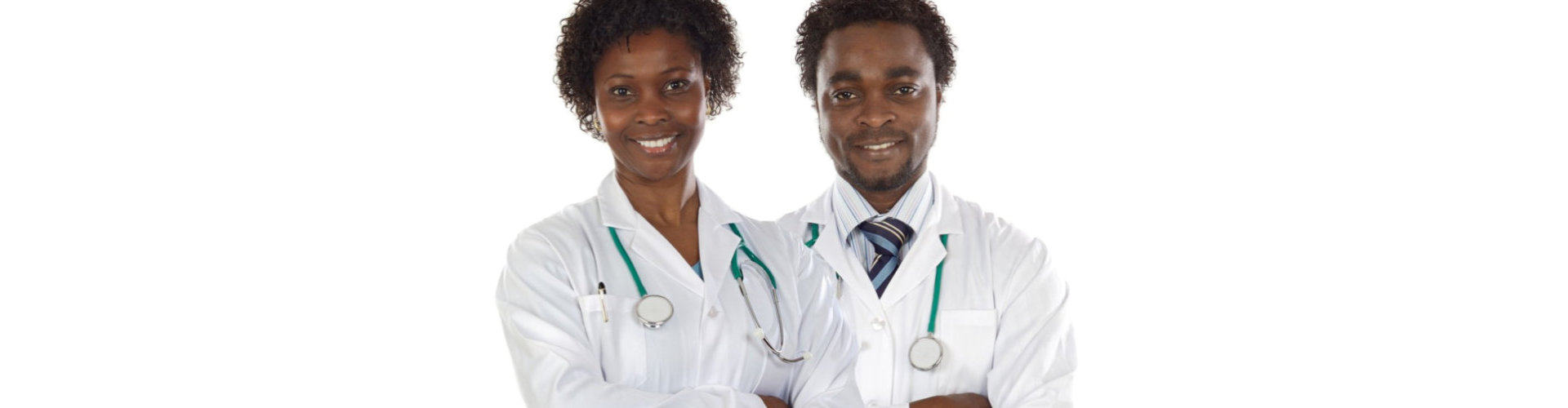 female and male doctor smiling