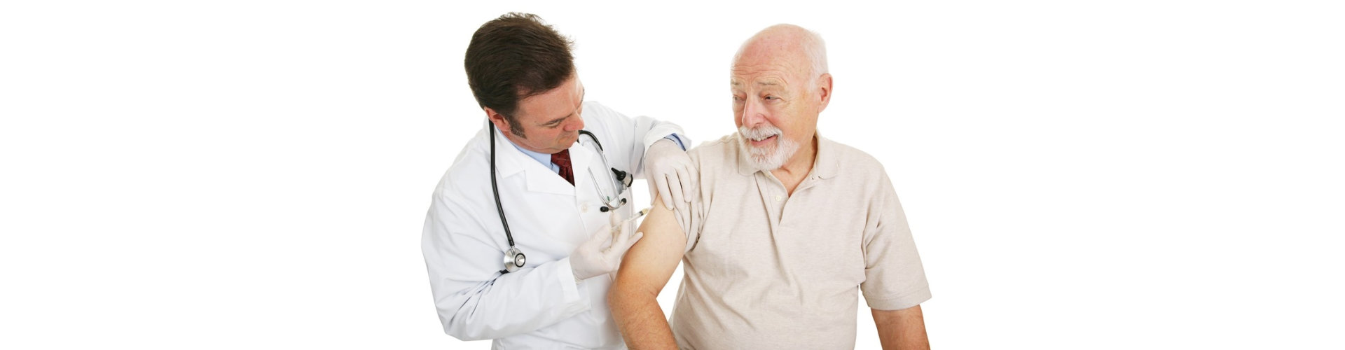 senior man getting a shot from a doctor